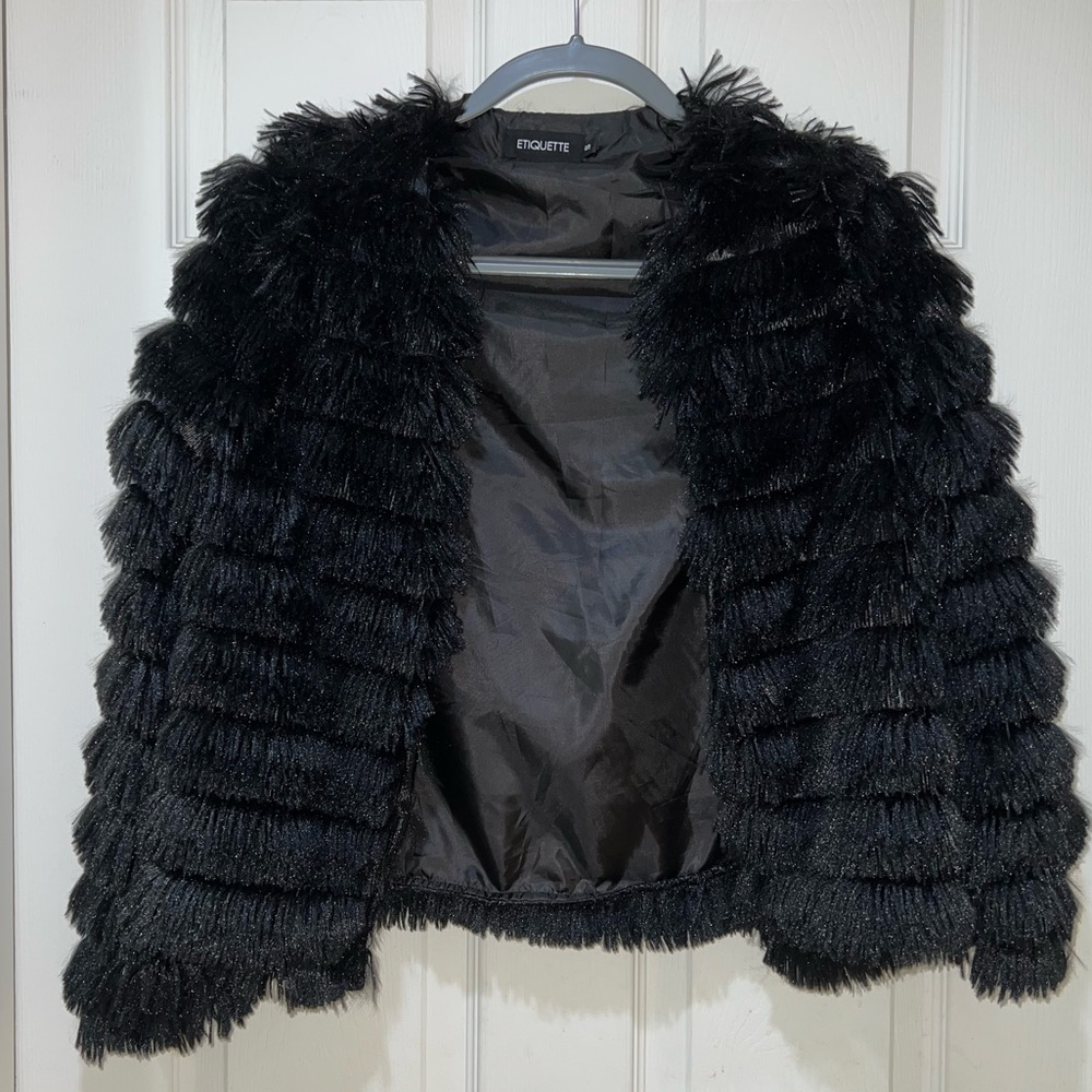 Black Etiquette Faux Fur Bomber Jacket 🖤
